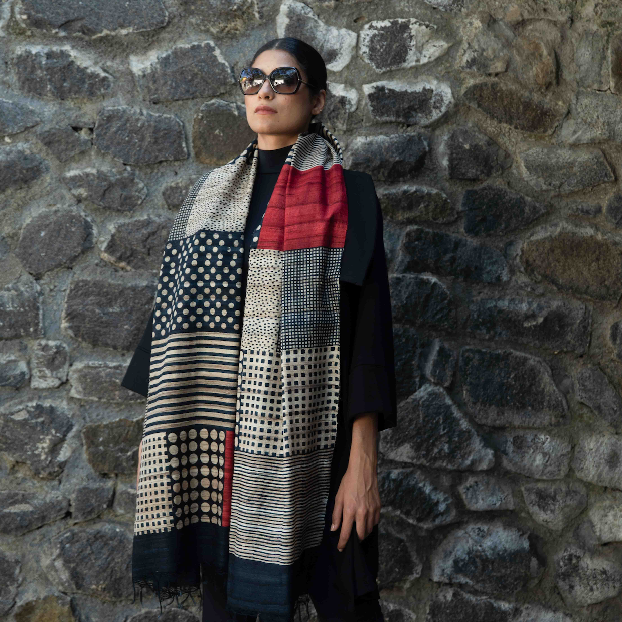 India, Aeshaane, The ‘Amalgamation’ Tussar Peace Silk Scarf