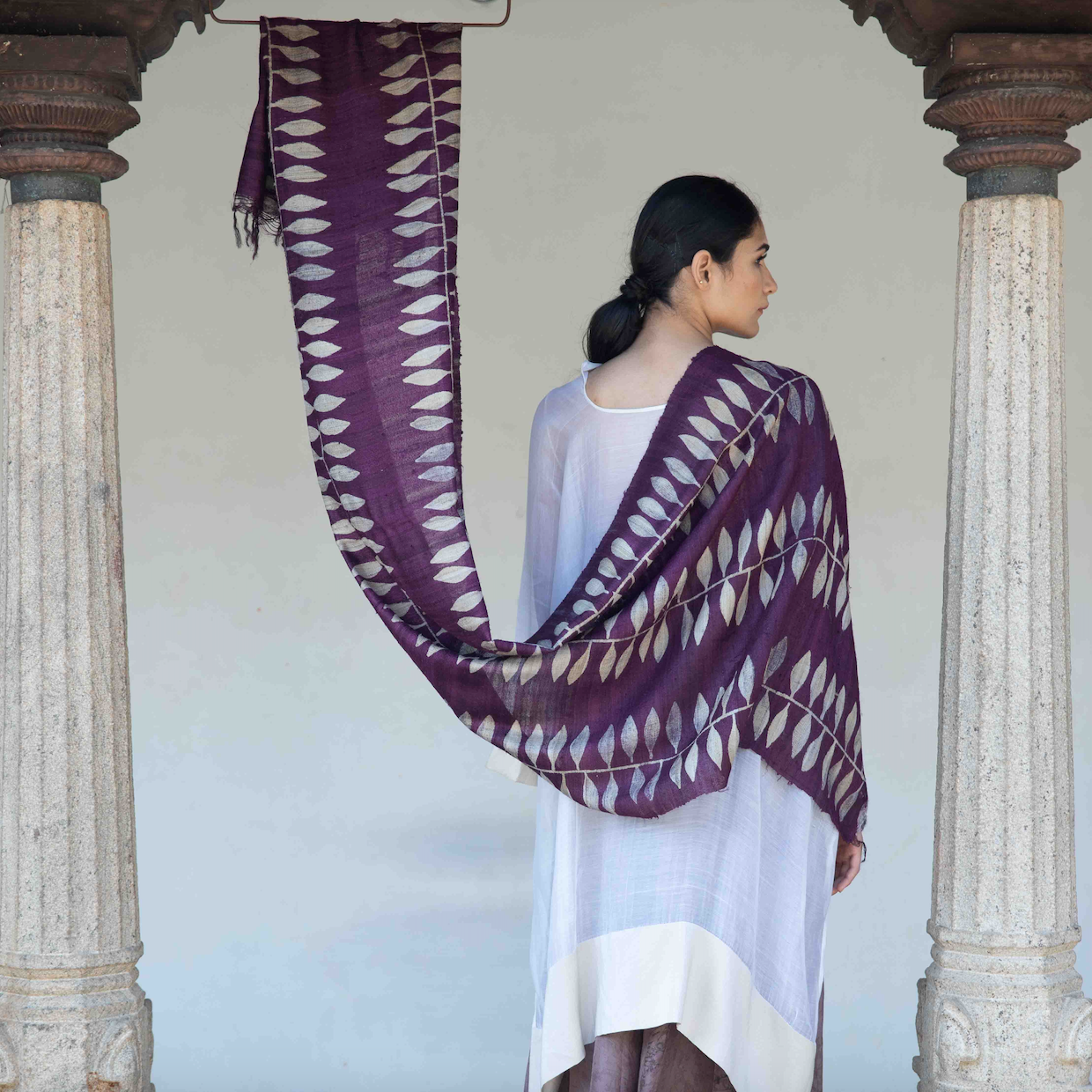 India, Aeshaane, The ‘Chota Alu’ Tussar Peace Silk Scarf