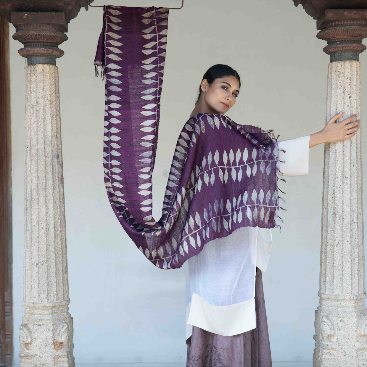 India, Aeshaane, The ‘Chota Alu’ Tussar Peace Silk Scarf