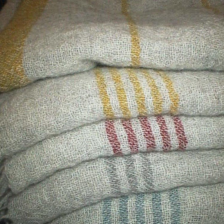 Finland, Waveweaver`s Wool/ Hannele Köngäs, Seafarer´s wool blanket with Grey Stripes