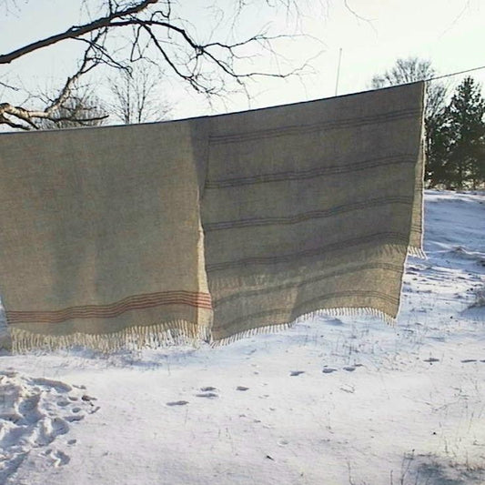 Finland, Waveweaver's Wool / Hannele Köngäs, Seafarer`s wool blanket grey stripes